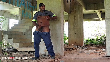 Worker alone on the construction site.