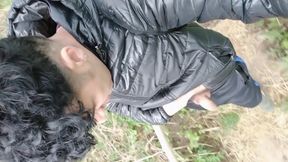 2 Times Walking with Cock Out of Jeans Near River to Piss Into River - Uncut Hairy Cock