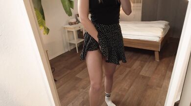 Horny girl fingers deep moaning in mirror POV porn
