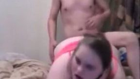 Chunky and lascivious busty BBW teen boned in doggy style position