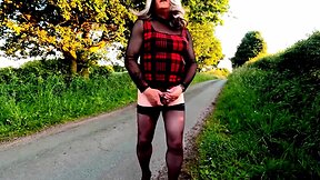 Kellcd2022 crossdressing and peeing panties during evening drive