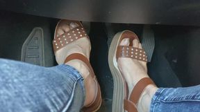 PEDALPUMPING IN BROKEN BROWN SANDALS - PEDAL BRAKE gas pedal
