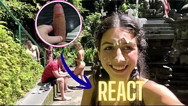 React: Crazy CUMWALK on Public Waterfall Full of People Blowjob in Public Toilet