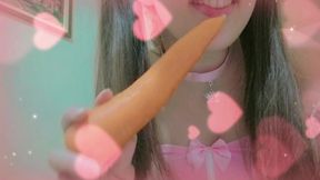 Your cute little bunny getting a hard and big carrot and moaning for u
