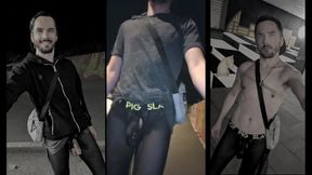 Walking Through the City in See-through Leggings (bulge Meggings)