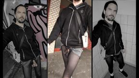 Walking Through the City in See-through Leggings (bulge Meggings)