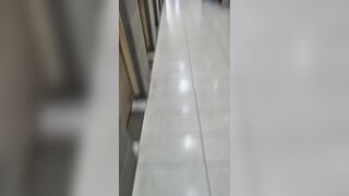 Entirely bare in mall wc while shopping