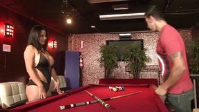 Busty MILF gets slammed on the pool table