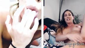 ”MILF & her stepdaughter rub their shaved cunts online”