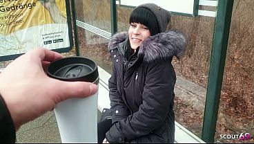 Crazy German Big Tits Slim Teen Maria Saint Pick Up and talk to Quick Cheating Creampie Fuck by Stranger at Bus Stop