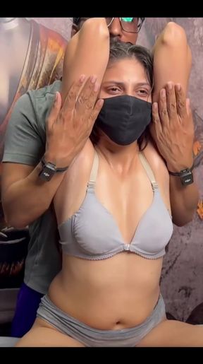 Hairy armpit massage turns into licking session with a hot wife