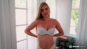 Teenager Harlow is shy, but that doesn't stop her from showing us her pink, puffy nips and hairless fuck holes. - Harlow West - NaughtyMag