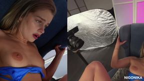 Hottie in Blue Gets Cock in Chair