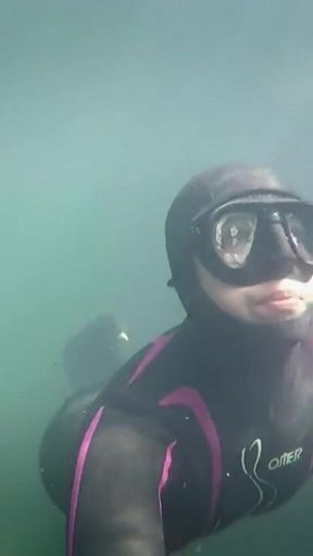 Diving in My Shiny Two-piece Wetsuit