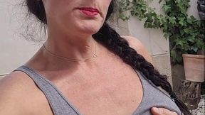 Hot mom pays gardener with a blowjob and cum on her face
