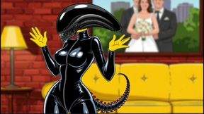 Halloween Special. ALIEN: Sinpsoms. Slut Wife in Monster Costume from Outer Space Gets Her Husband&#039;s Hard Cock in Her Wet Pussy