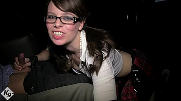 Dirty Cum Slut Tiffany Taylor Visits The Sex Cinema To Sucks Off Strangers Cocks and Get Her Tits Covered In Cum