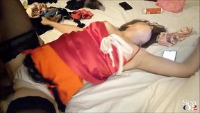 1985 - french amateur, white satin panties, red satin garter-belt, stockings, heels, blowjob, rimming, pov