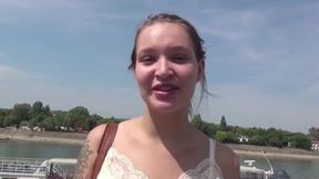 German teen Mia sucks massive cock&#x1F32D; then gets fucked hard anal&#x1F44C;