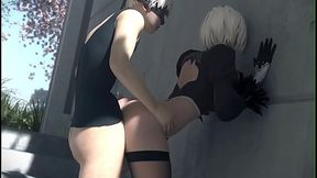 ニア：オートマタ ３D 野外でプレイ。