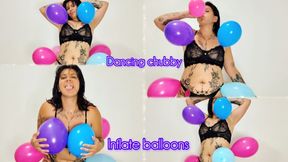 A dancing chubby inflating ballons - Inflatable Fetish