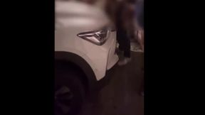 Public blonde babe gets fucked by strangers at the pub exit