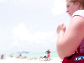 Nice-looking ginger floozy with giant bazookas gets her cunt fucked by a large weenie