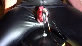 Hands–Free E–Stim Cum Milking With Chastity Cage In Intense BDSM Scene
