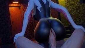 SPIDER GIRL RIDING A BIG COCK