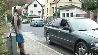 Picked up blonde older gets doggy-banged