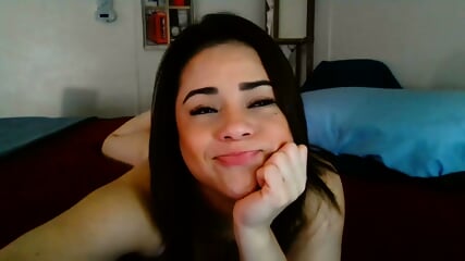 Petite teen gymnast folded into pretzel position taking two BBCs simultaneously