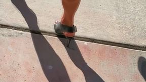 Black Mini Dress High Heels Outdoors Lotion Massage