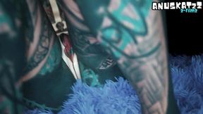 Deep anal&#x1F44C; action - inked chick self-pleasure - squirt, spread, stretch, gear
