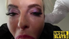 Blonde UK Subslut gets dominated and penetrated hard in BDSM session