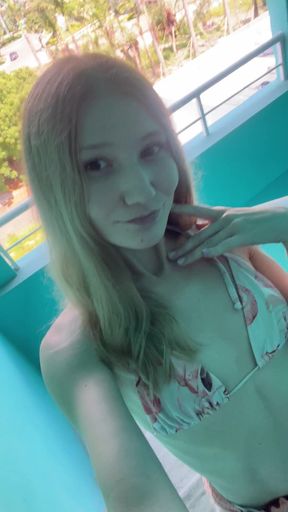 Skinny teen with small natural tits shows off her body in an amateur photoshoot.