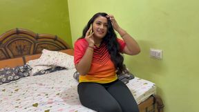 Step sister caught by going to oyo room for her boyfriend, she wearing there pink bra panty , Full Hindi Viral Video