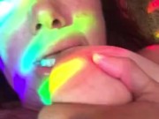 Glass anal plug play in the rainbow light, quarantine Good Friday