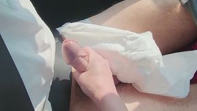 Step-mommy gives her diaper boy a handjob in the car