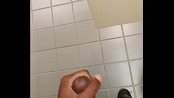 Stroking in the library bathroom 4