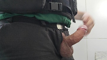 The Cop masturbation in the bathroom