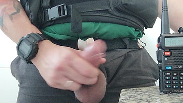 The Cop masturbation in the bathroom