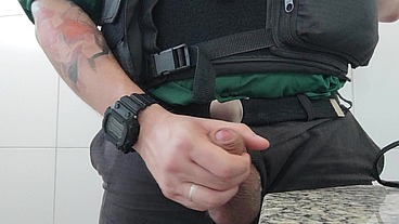 The Cop masturbation in the bathroom