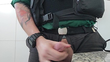 The Cop masturbation in the bathroom