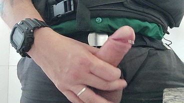 The Cop masturbation in the bathroom