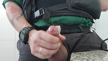 The Cop masturbation in the bathroom
