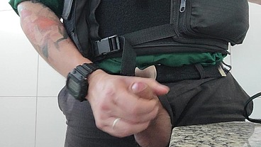The Cop masturbation in the bathroom