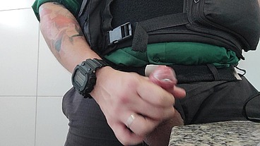 The Cop masturbation in the bathroom