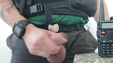 The Cop masturbation in the bathroom