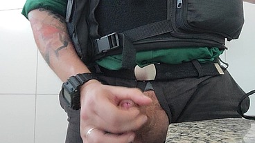 The Cop masturbation in the bathroom