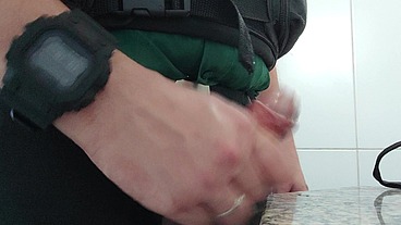 The Cop masturbation in the bathroom